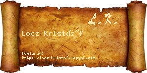 Locz Kristóf névjegykártya
